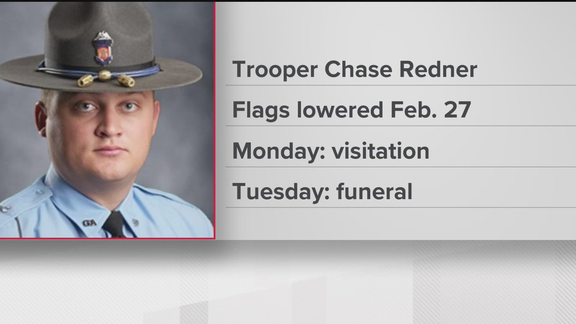 Flags half staff trooper Chase Redner