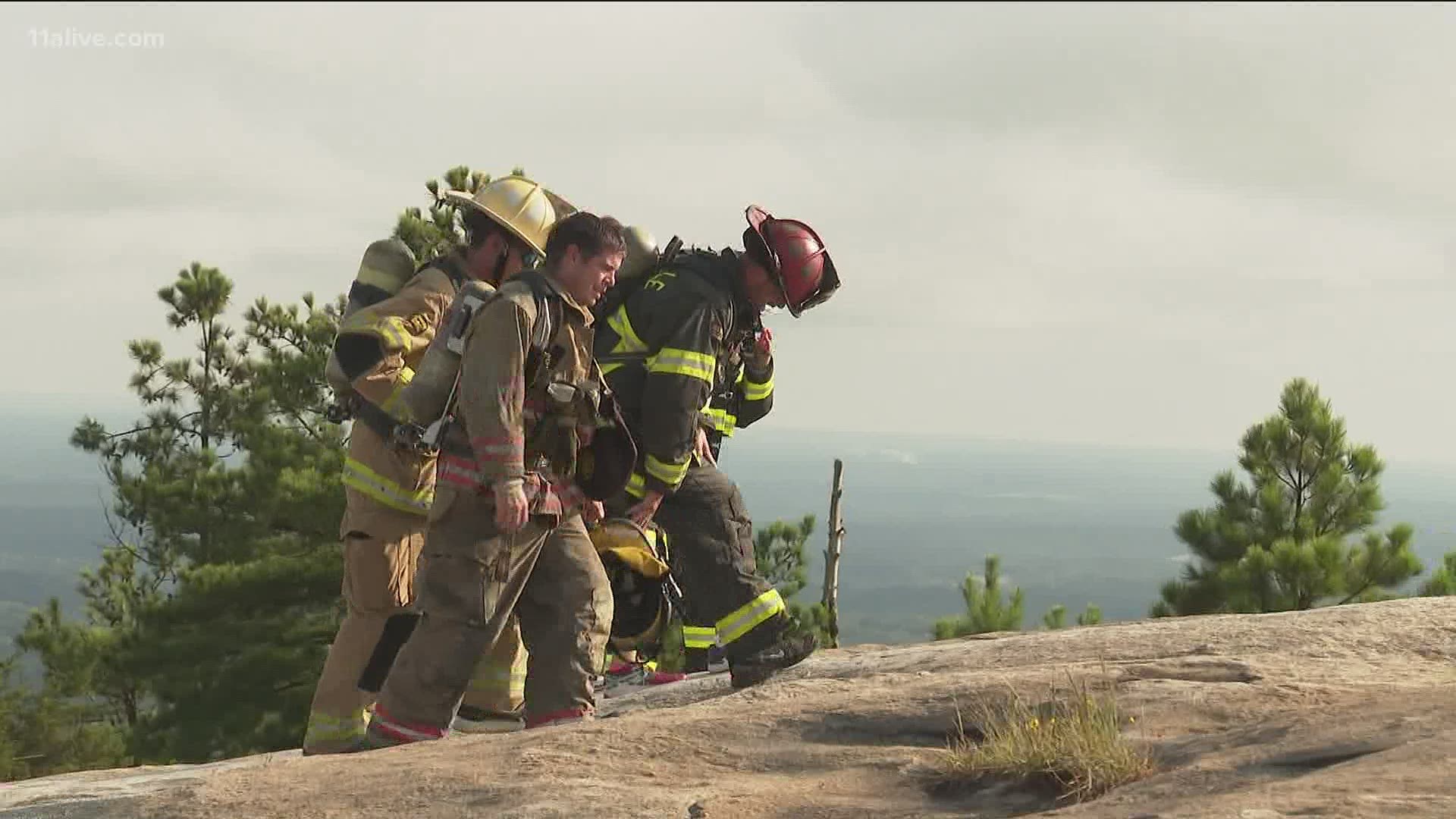 In their annual tradition on the anniversary of 9/11, first responders dressed in full gear to climb Stone Mountain.