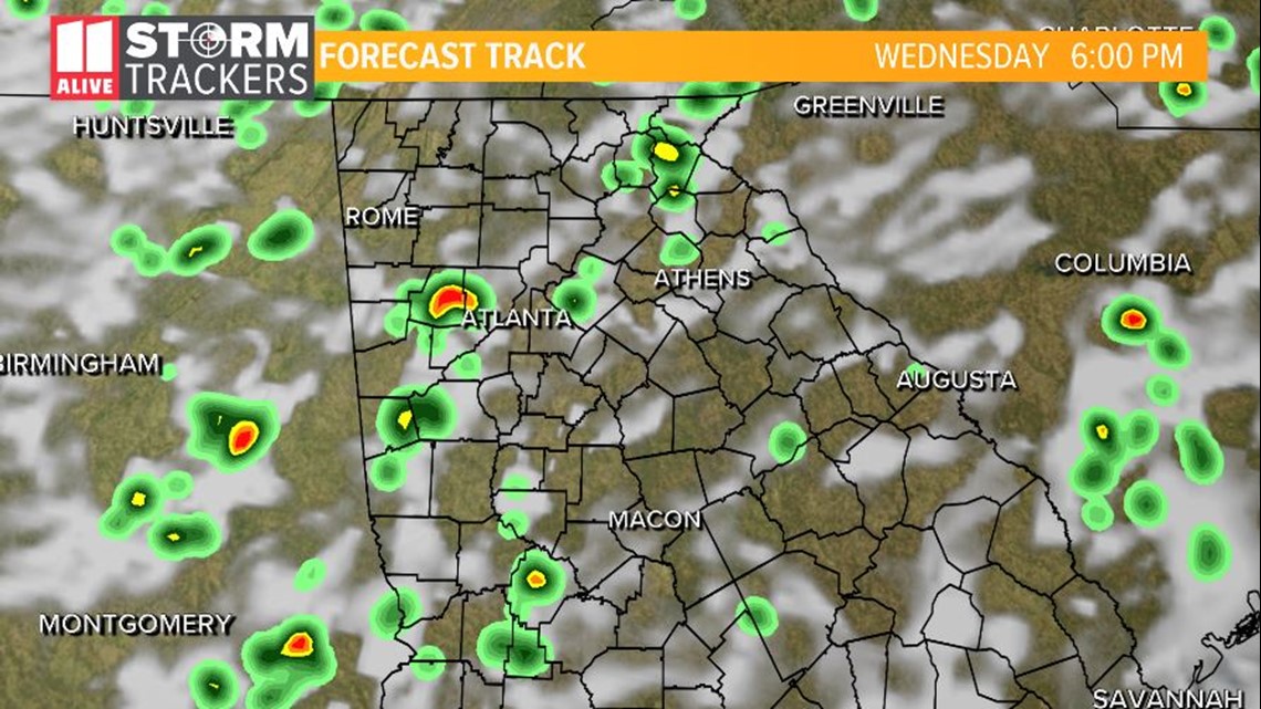TIMELINE | Isolated thunderstorms possible around north Georgia ...