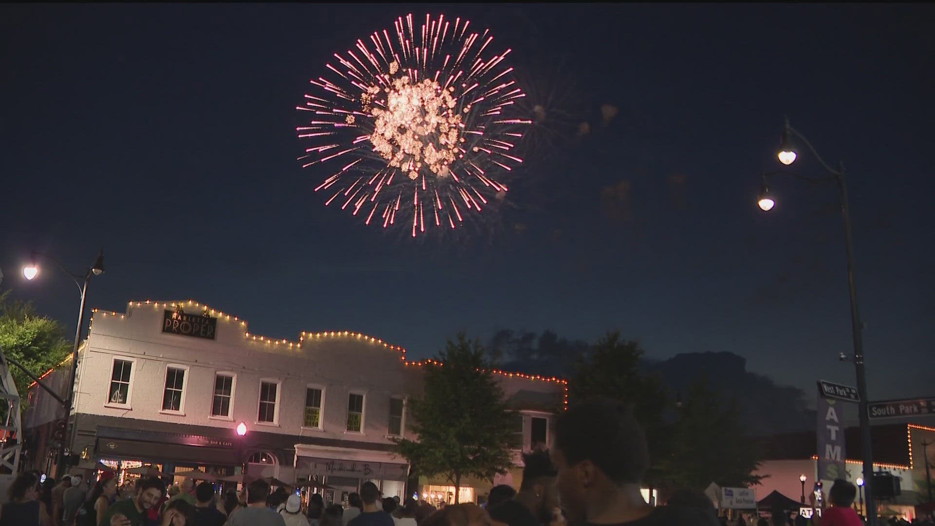 The City of Atlanta didn't do anything for the Fourth, but many other cities put on major events to watch the fireworks in the hot July night sky in Georgia.