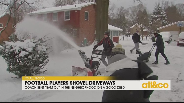 Football Players Shovel Driveways