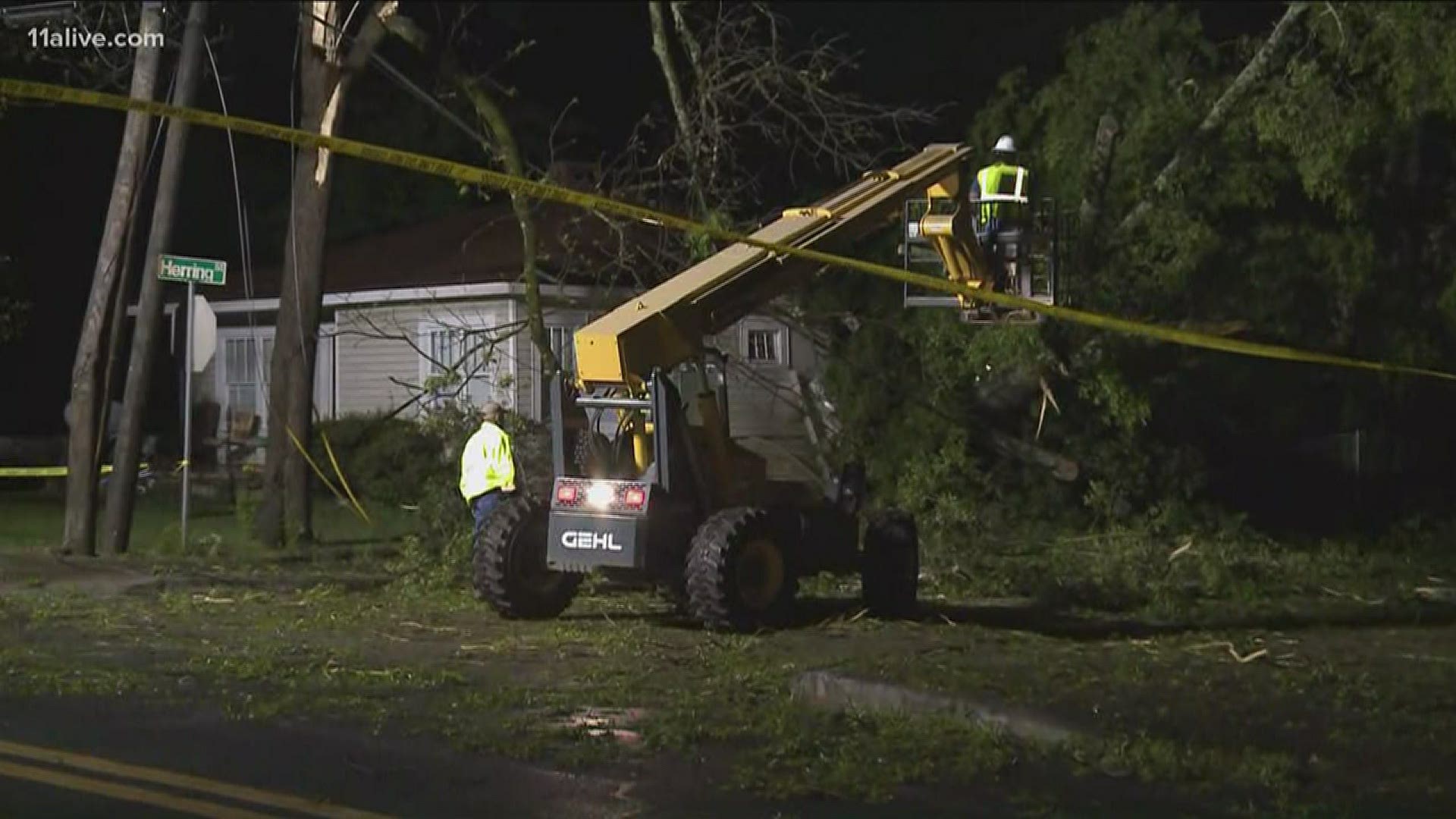 The incident happened during the height of the storms in Cartersville.