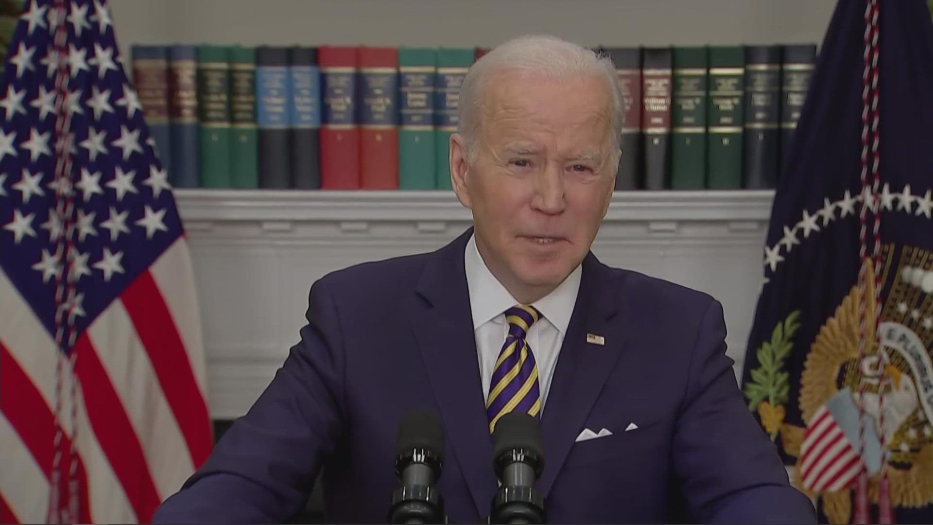 President Joe Biden announced a ban on Russian oil imports in the United States on Tuesday.