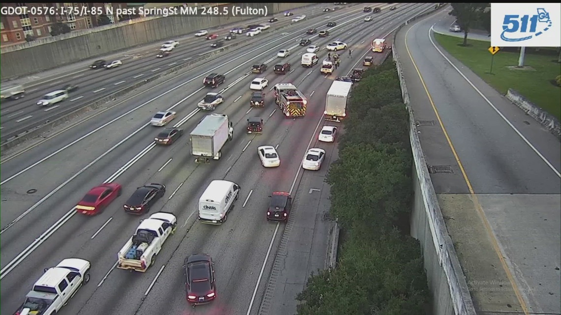 Several lanes closed on I-75/85 near North Avenue in Fulton County ...
