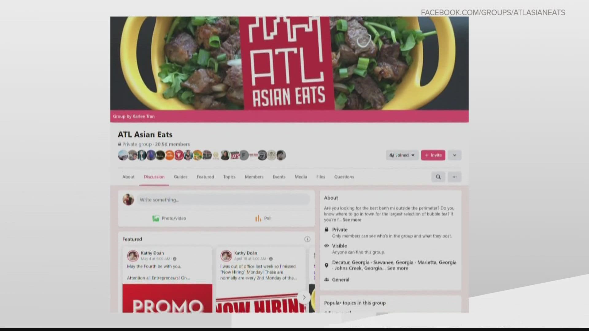 ATL Asian Eats has 20,000 members and continues to grow.