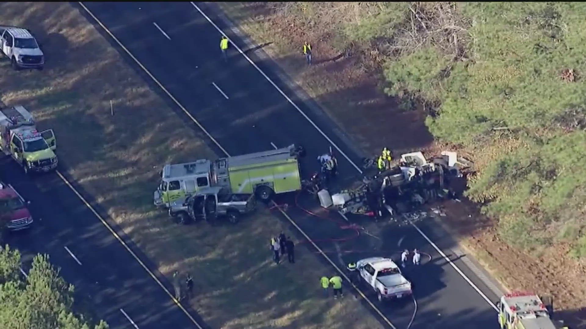 The crash involved multiple vehicles, including a fire truck.