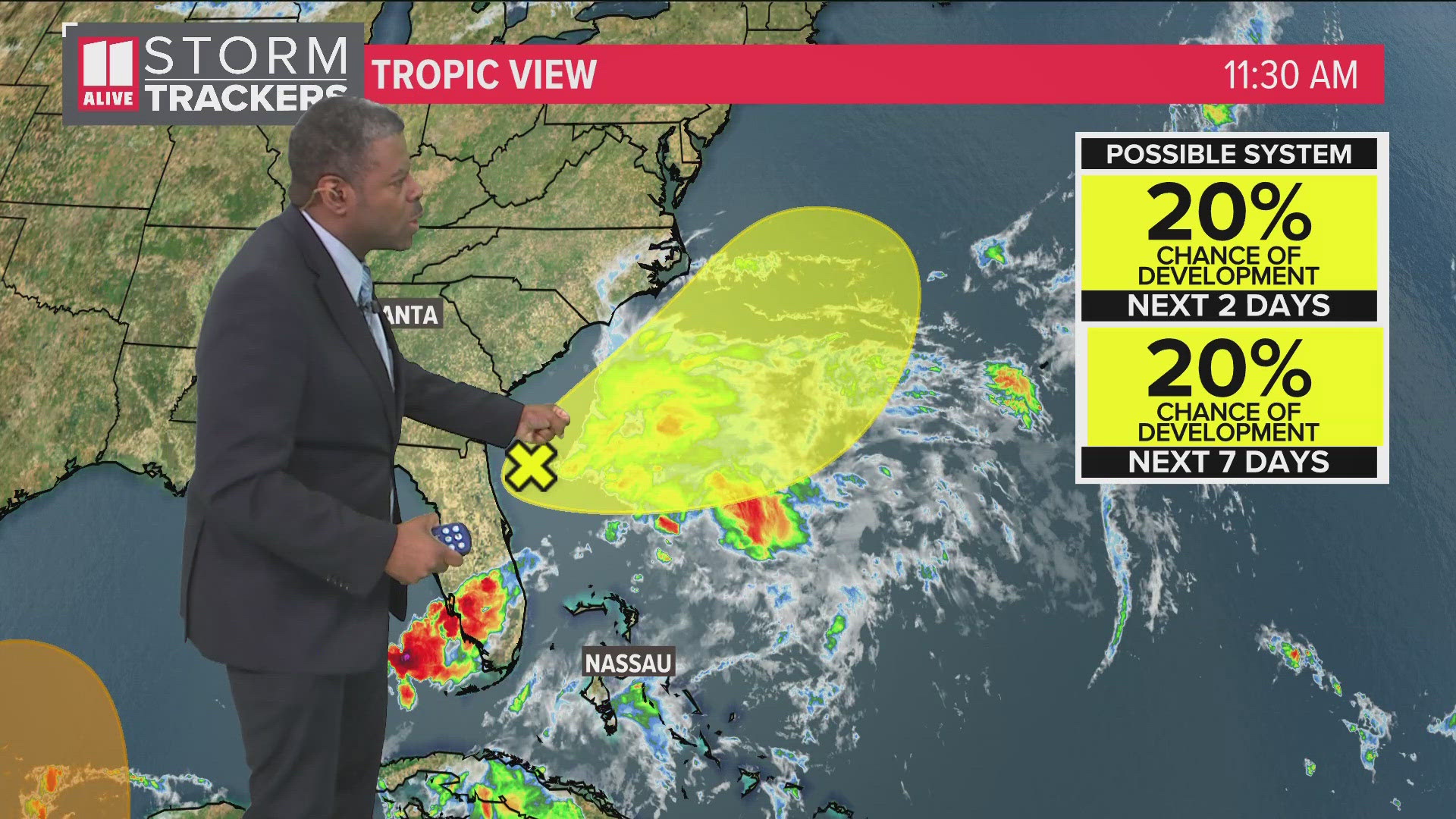 The area off the Georgia coast has a 20 percent chance of development