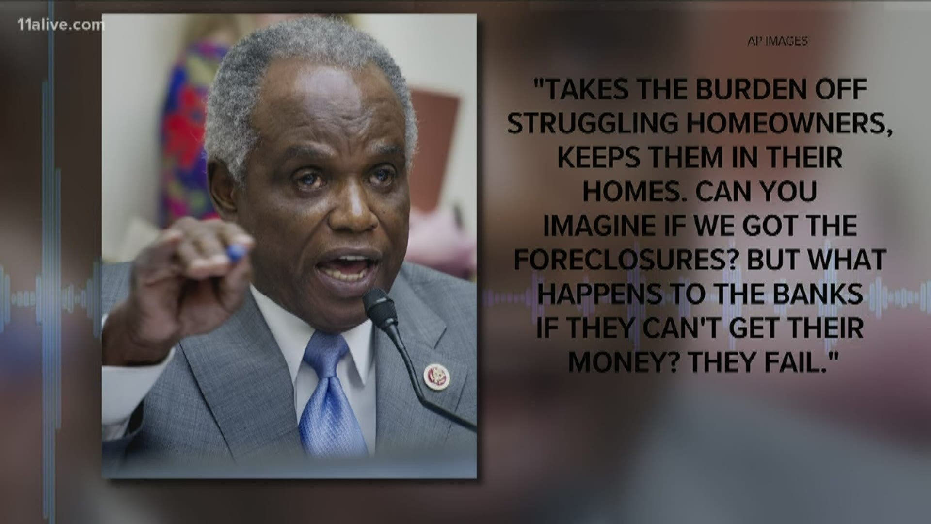 "This is a way to help keep our people in their homes, give them badly needed assistance," U.S. Rep. David Scott said in an interview with 11Alive on Tuesday.