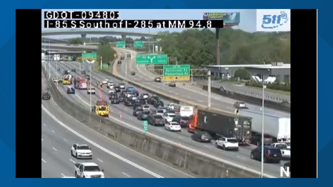Car flips on I-85 near Spaghetti Junction closing 3 lanes - Vimarsana News