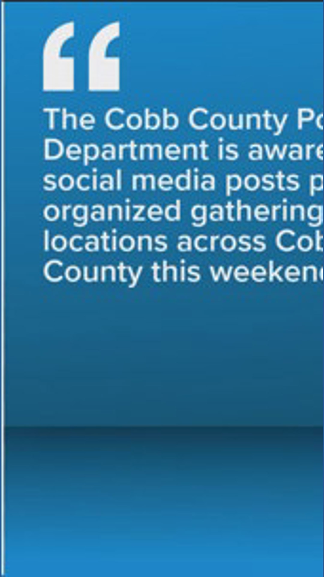Cobb Police urge parents to monitor children's weekend plans after