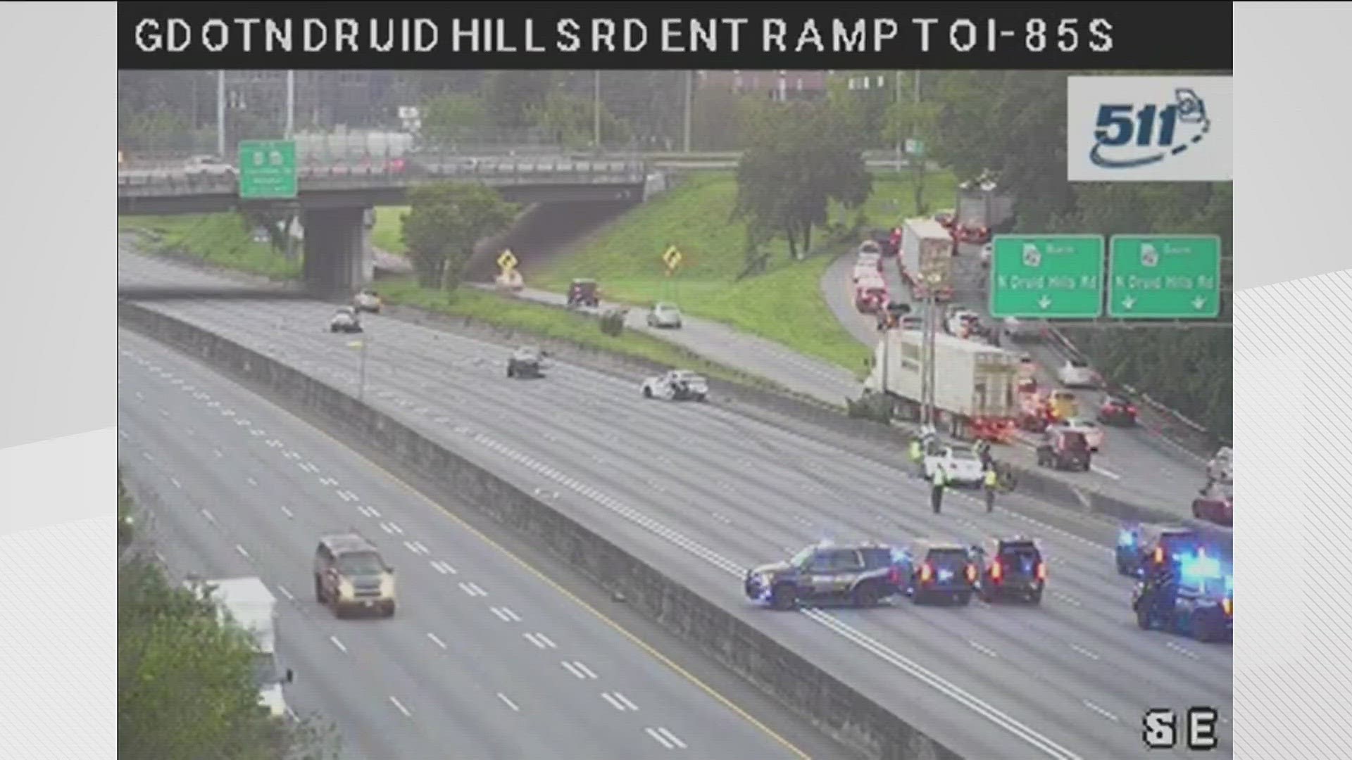 The crash happened at the North Druid Hills exit.