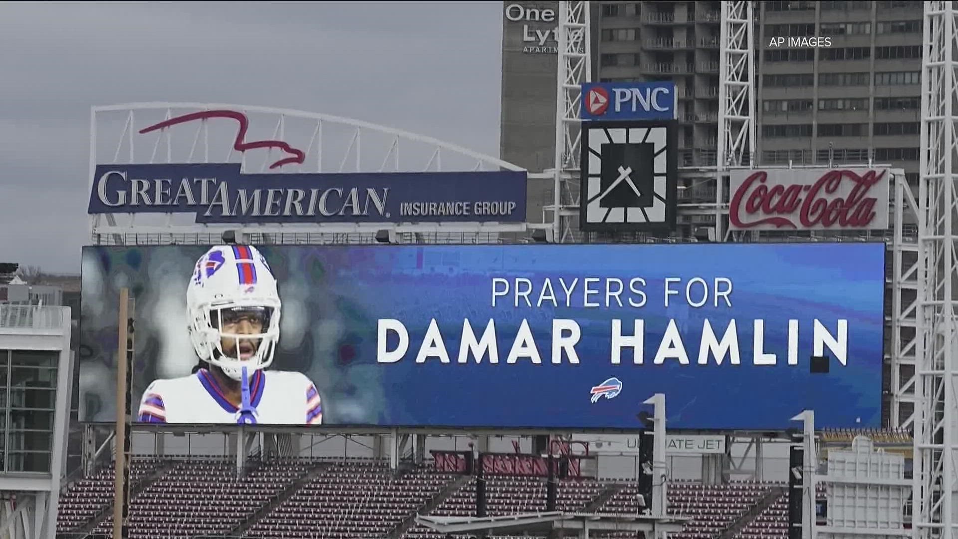 Although doctors said the Buffalo Bills safety is showing some signs of improvement, Damar Hamlin still remains in critical condition.