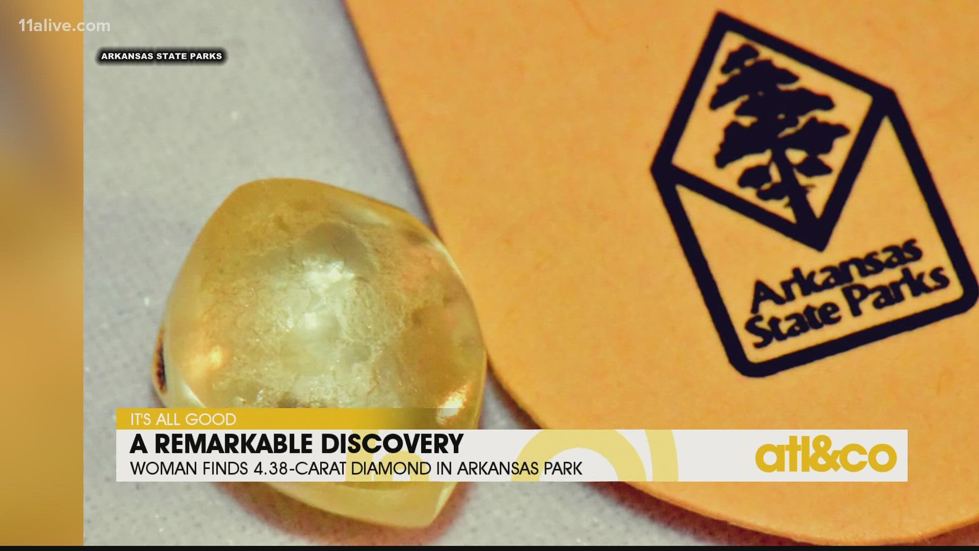 A shiny gem of a discovery! See how this woman quickly spotted a yellow diamond in an Arkansas state park.