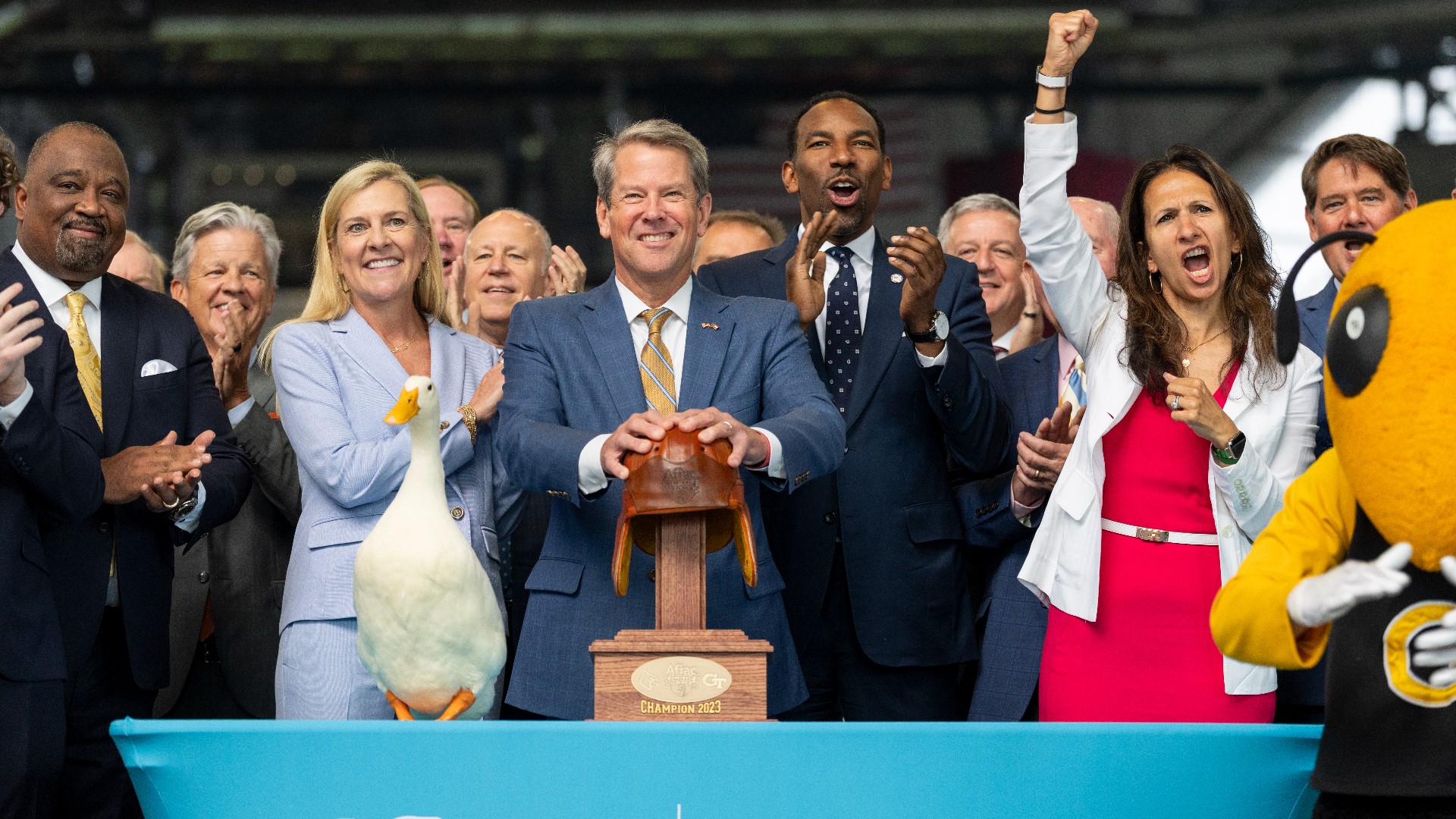 The bell rang virtually at the Mercedes Benz Stadium on Friday.