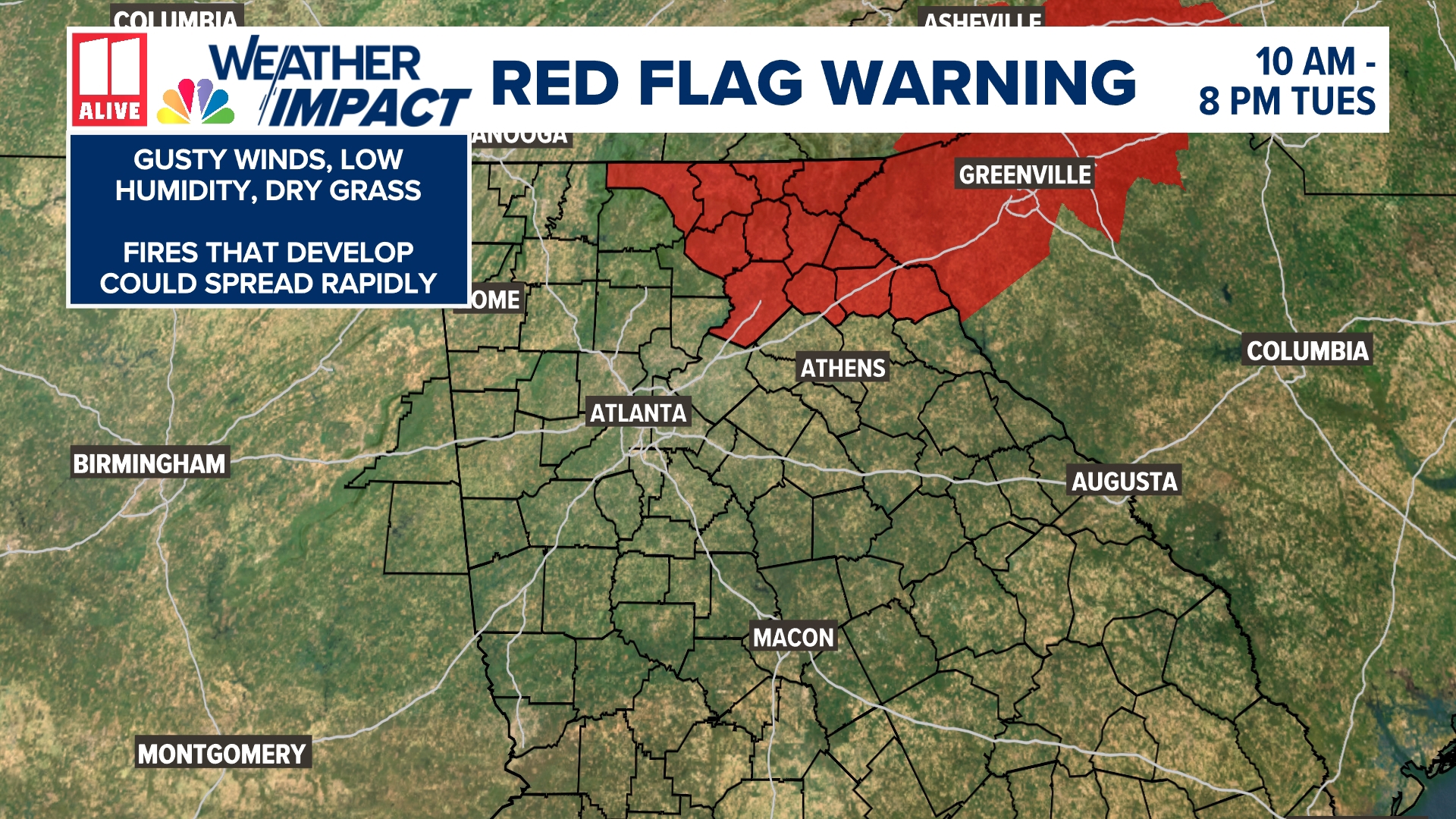 Red flag warning issued in North Georgia for critical fire conditions ...