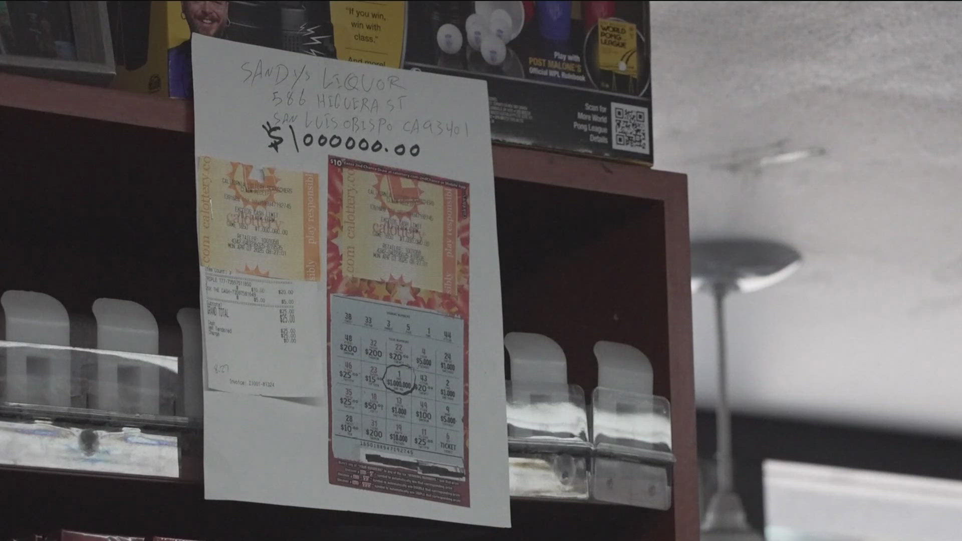 A man apparently living on the streets of San Luis Obispo recently won a $1 million jackpot on a California lottery scratcher bought at a liquor store.