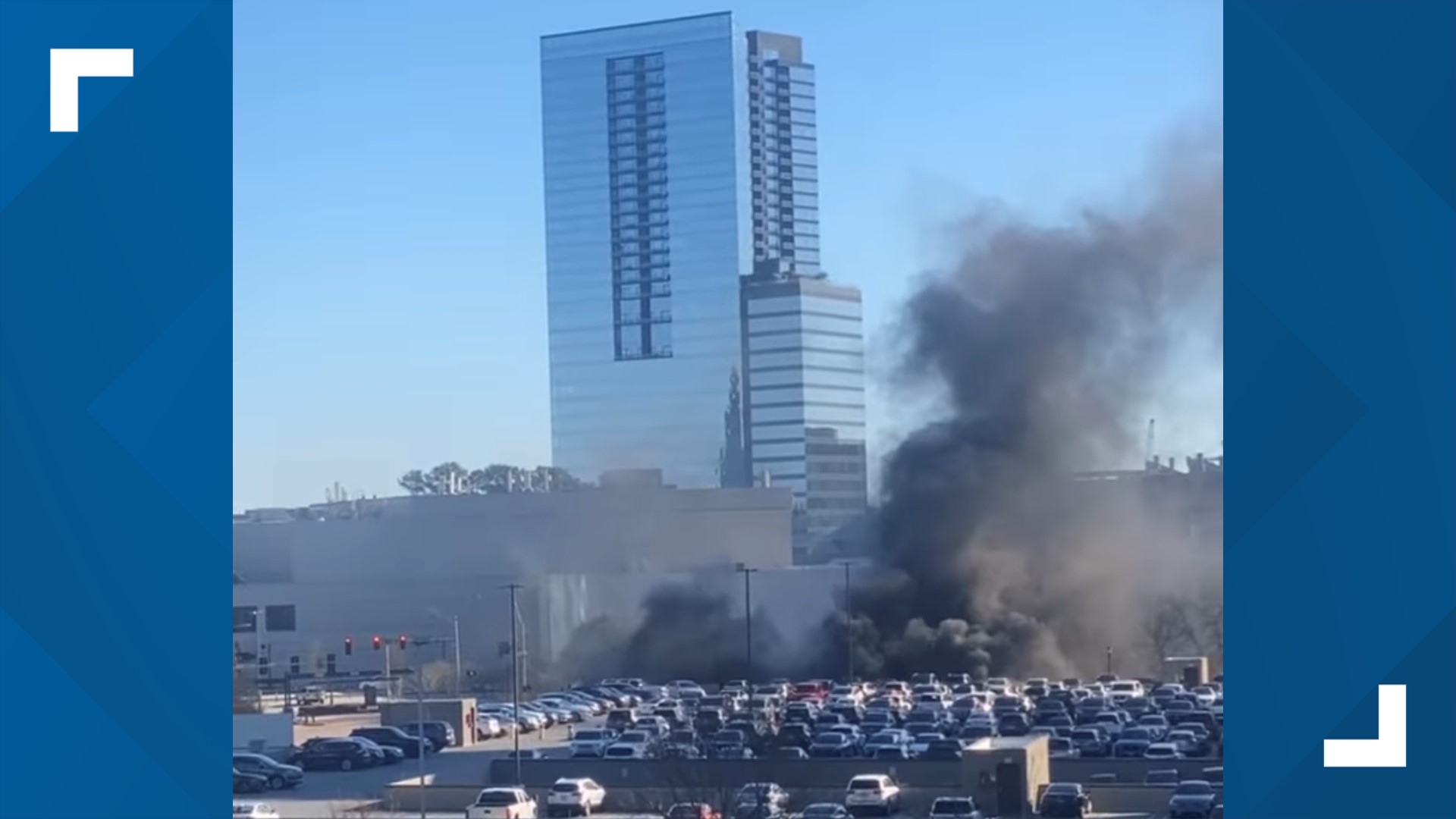 A spokesperson for the department said there are "materials" on fire inside The Whitley Hotel parking deck off Peachtree Road.