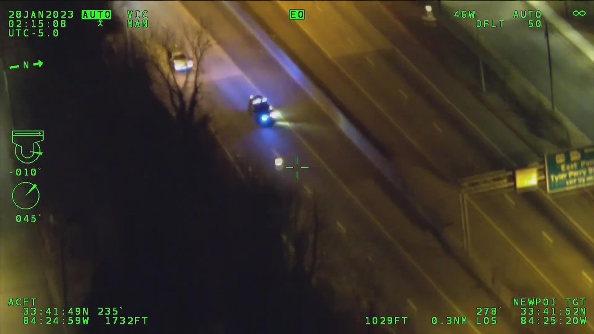 A routine traffic stop turned into a frantic police chase after a man stole an Atlanta police car, led officers on a high-speed pursuit.