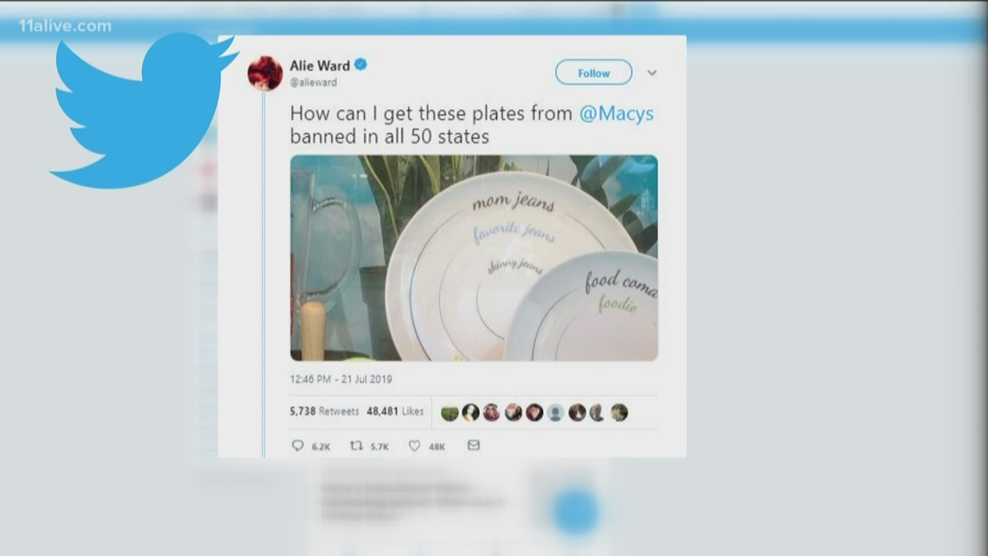 The dinner plates feature a diagram measuring portion sizes as either 'mom jeans,' 'favorite jeans,' or 'skinny jeans.'