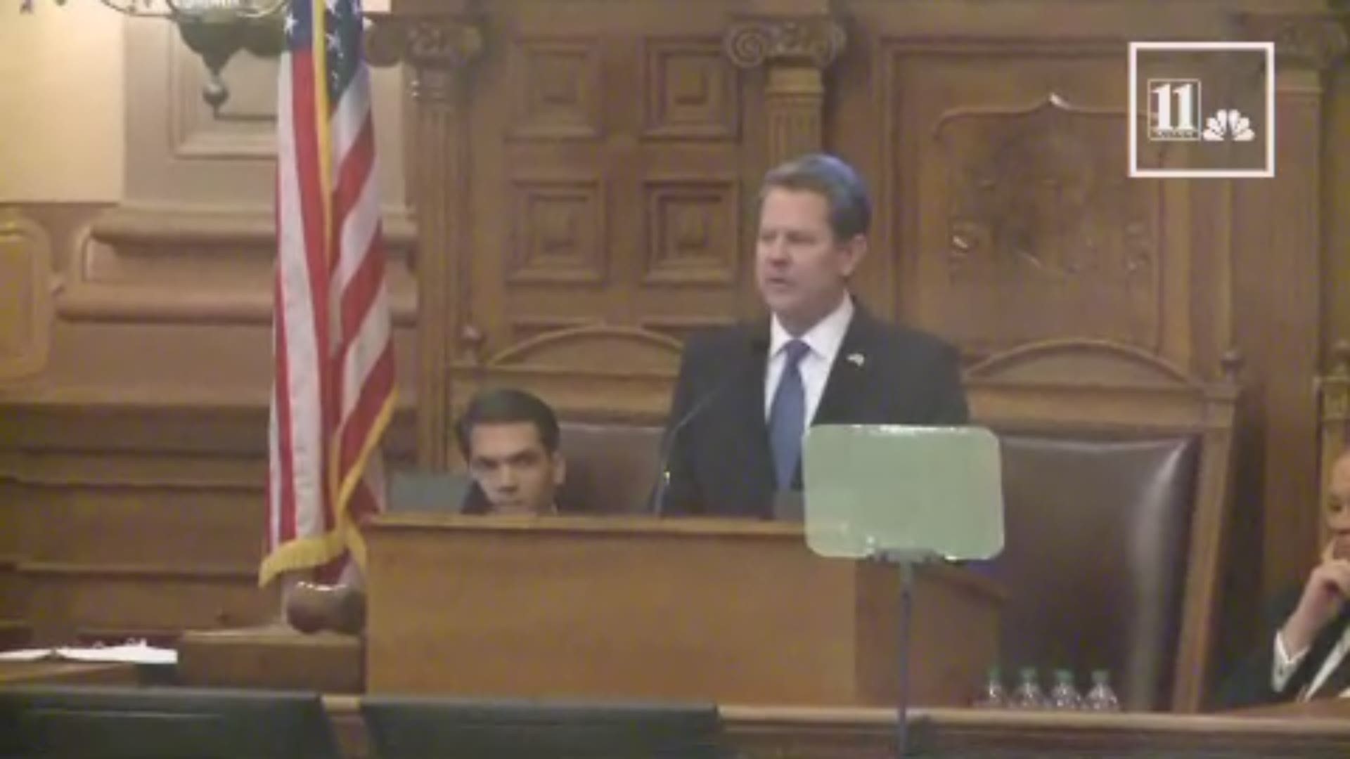 Gov. Brian Kemp addressed teacher pay raises and crime during his first State of the State Address before a joint session of the House and Senate.