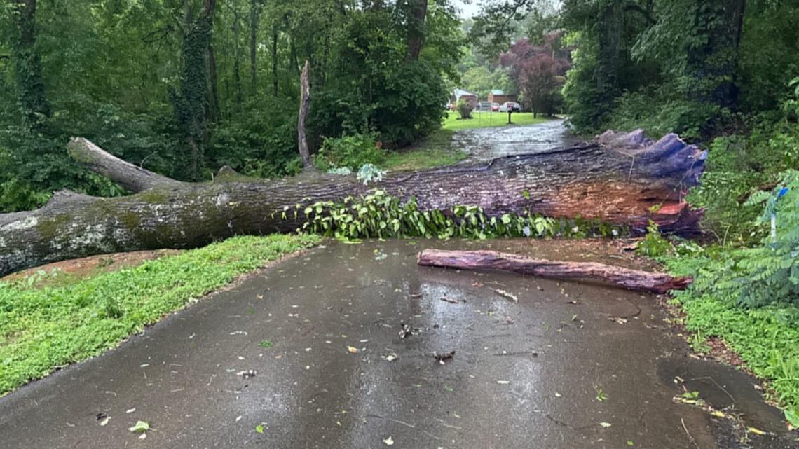 Saturday storms cause downed trees, powerlines in north Georgia; thousands without power | Tracking damage
