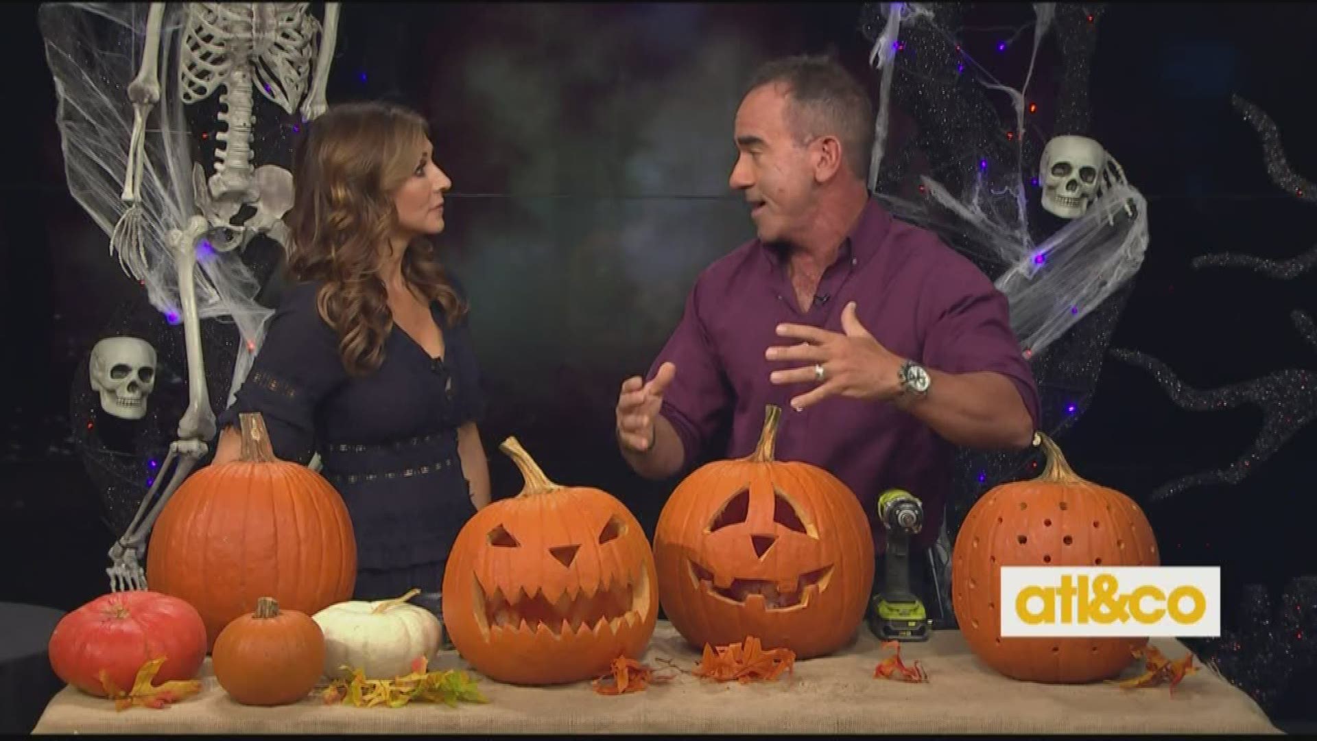 The Home Depot's Danny Watson shares top pumpkin carving tips on 'Atlanta & Company' with a spook-tacular display from Home Depot!