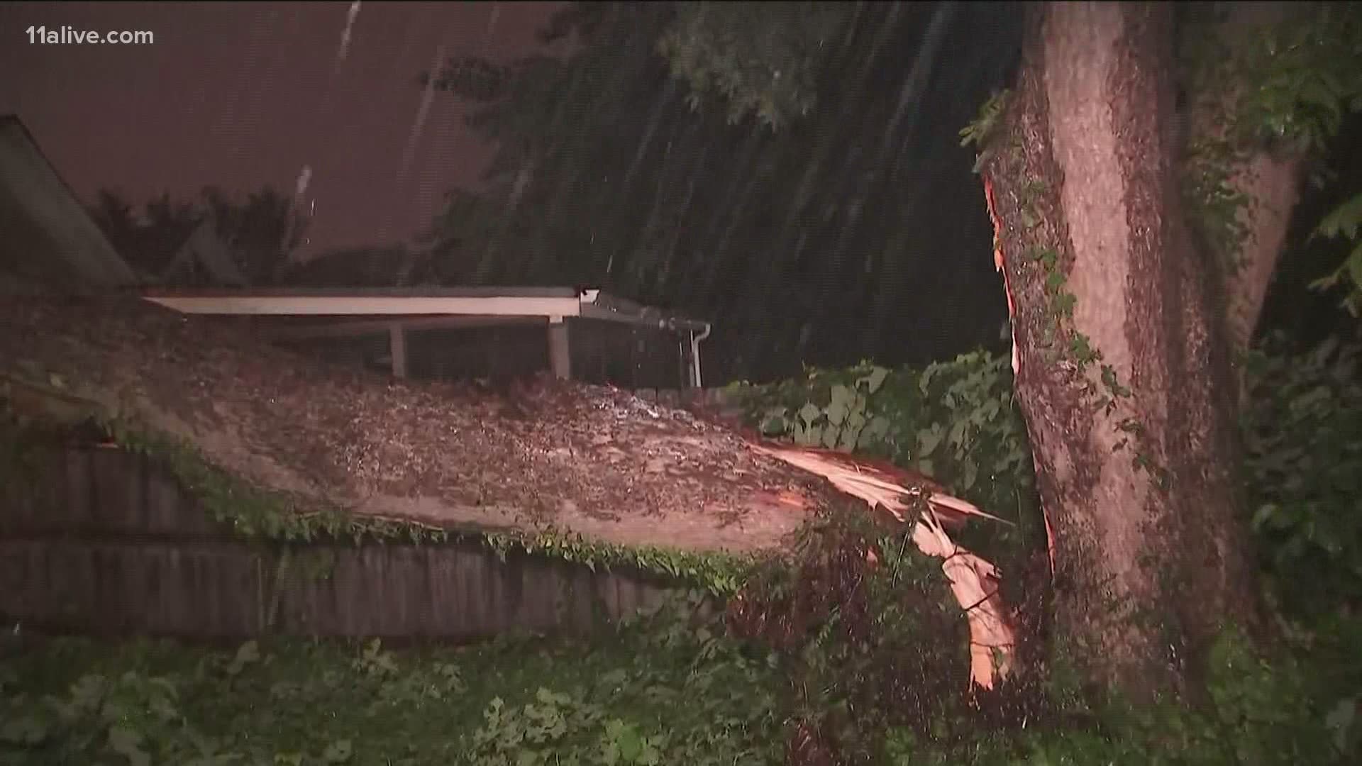A tree fell on a home on Howell St. NE in the Old Fourth Ward neighborhood. There are no injuries reported.