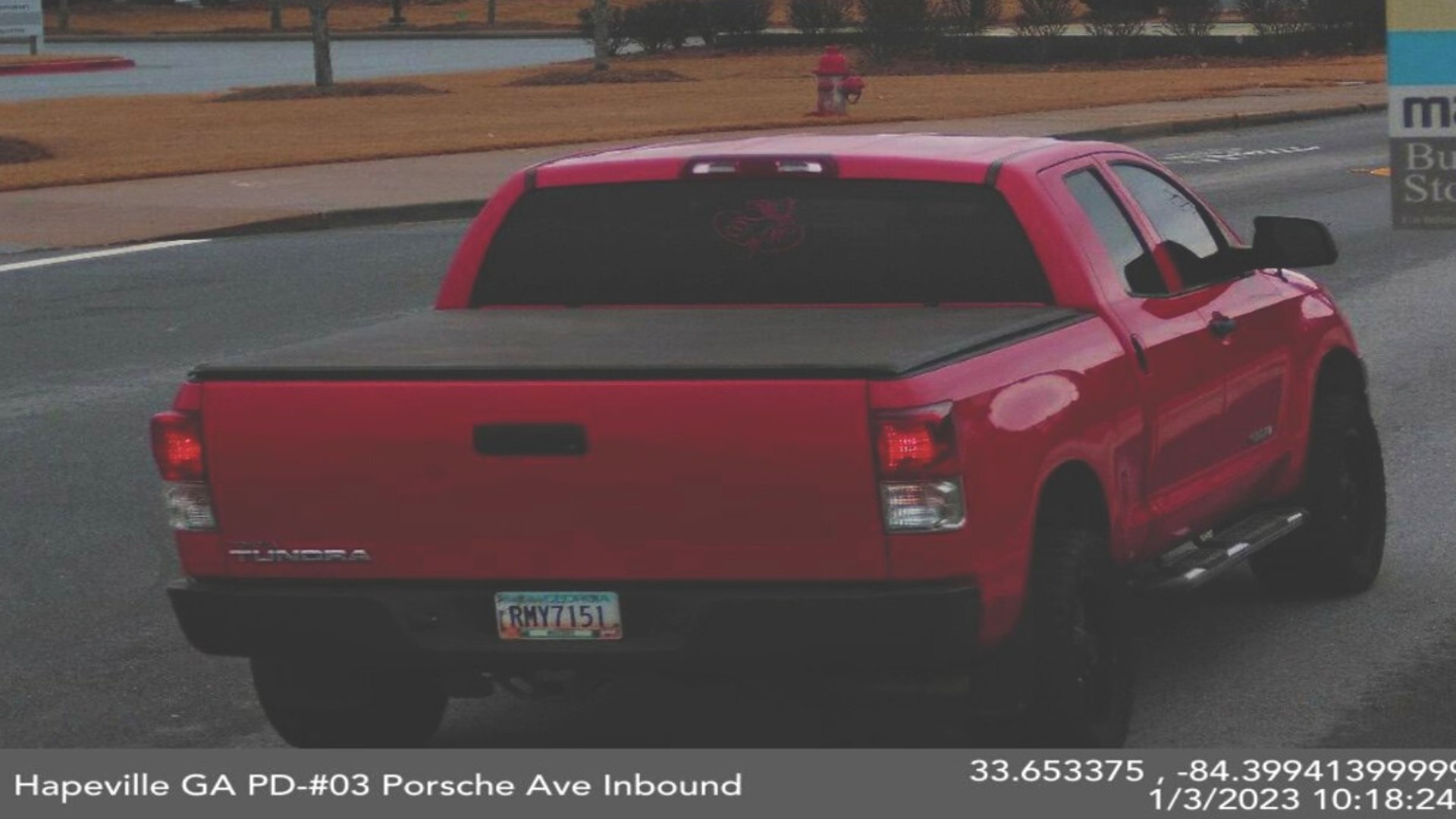 Investigators with APD's Accident Investigations Unit said they're looking for a 2011 Red Toyota Tundra with the Georgia license plate: RMY7151.