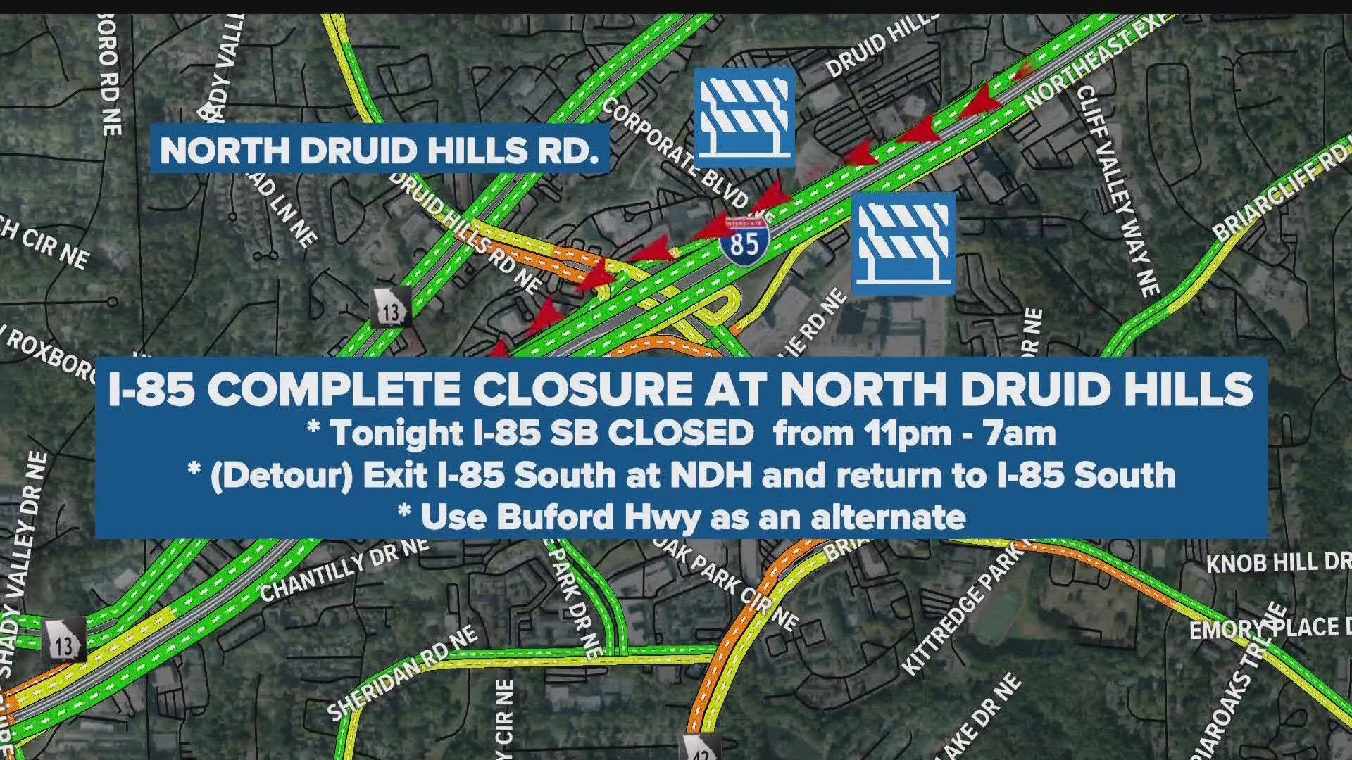 Closure on I-85 at North Druid Hills Road this weekend | What drivers ...