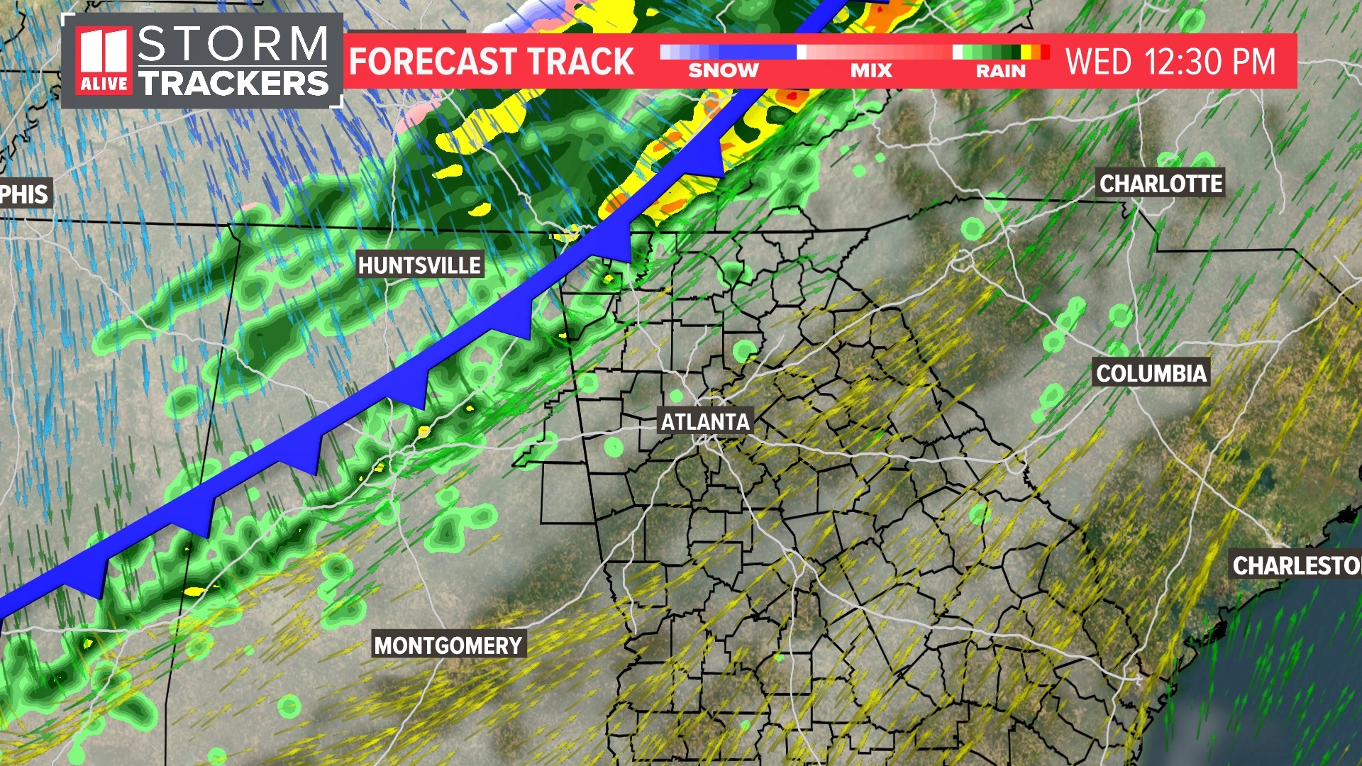 It has been a warm past few days, but a cold front moves through today and brings a few showers and storms with it.