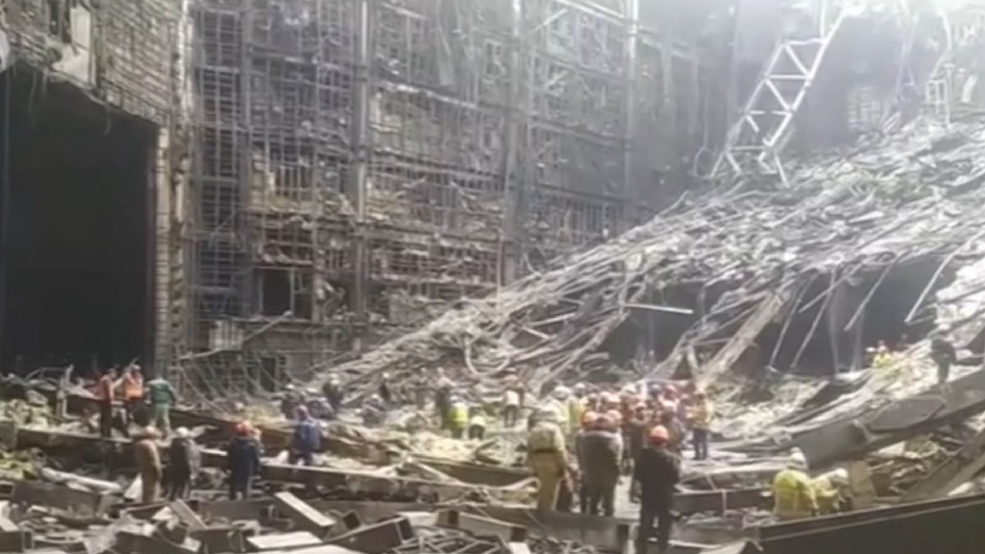 Teams dig through rubble after attack at Russia concert hall | Raw video