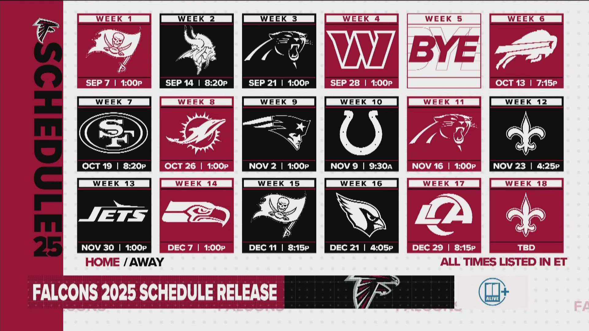 Falcons will start week 1 with the Tampa Bay Buccaneers. 