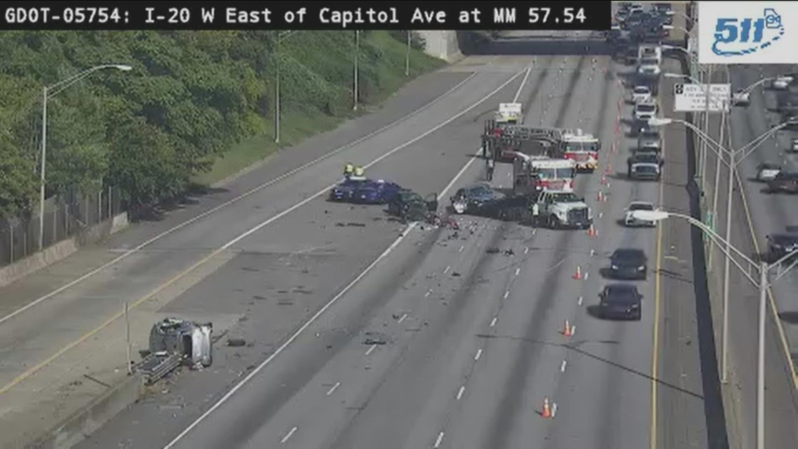 I-20 westbound backed up nearly 4 miles, several lanes closed after ...