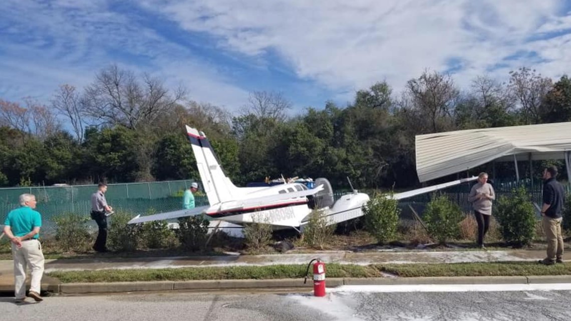 Plane crashes through fence at Daniel Field in Augusta,