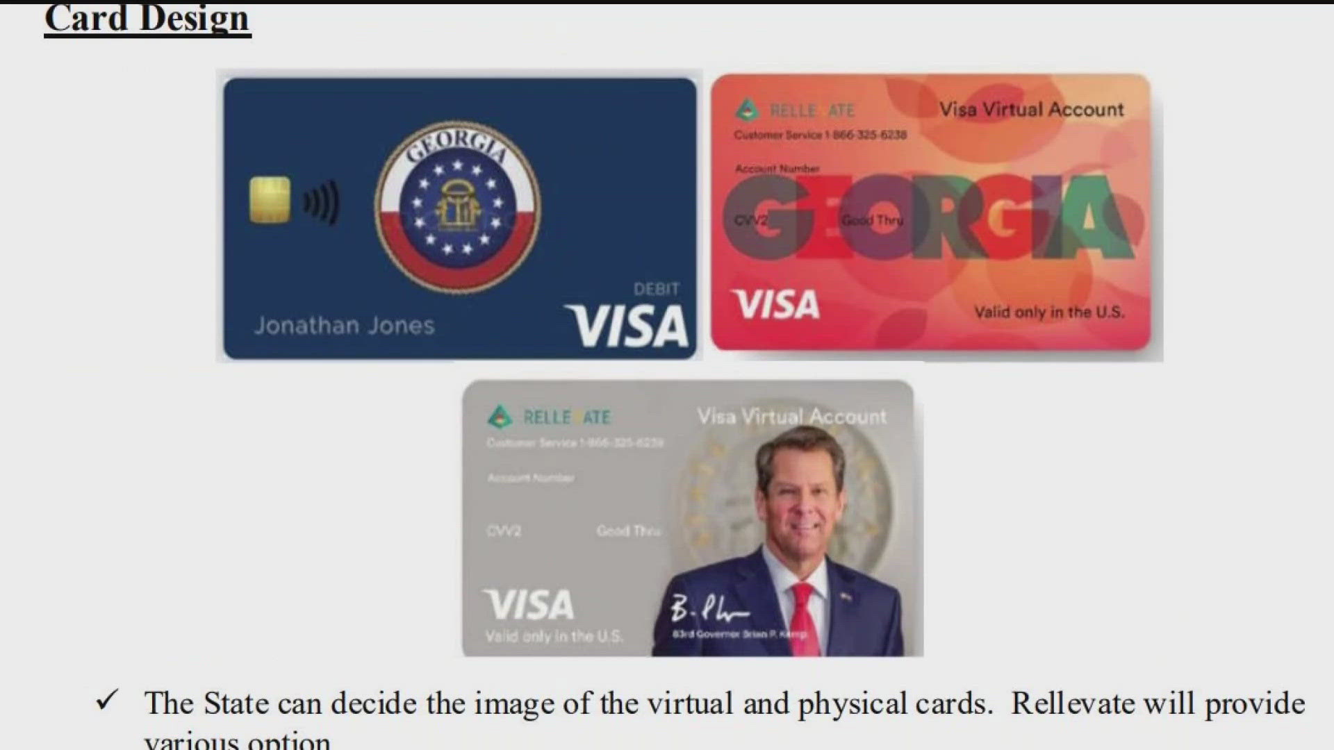 We've learned more about how Gov. Brian Kemp's name appeared on virtual cash assistance cards the state distributed two years ago.