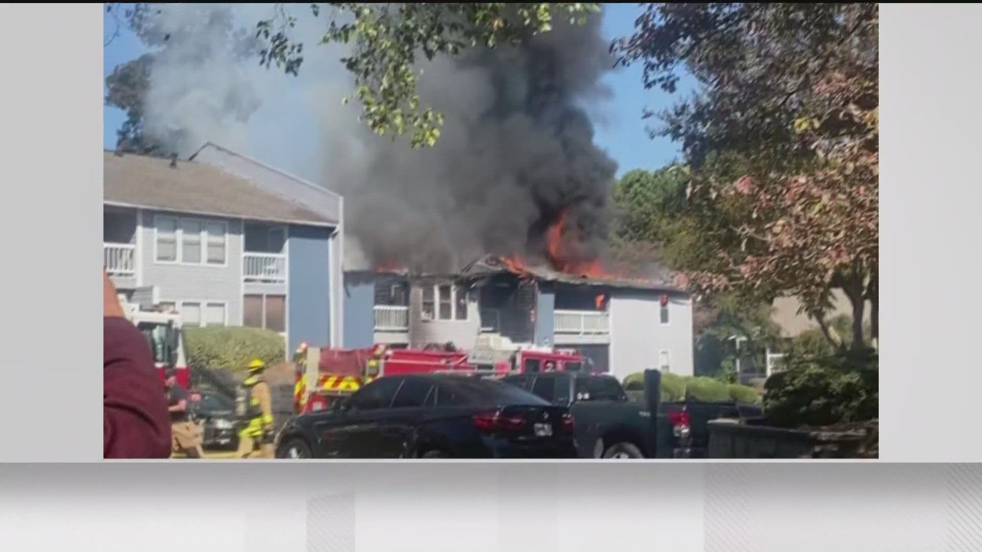 The fire broke out around 11 a.m. at the East Cobb Apartments on Franklin Gateway, which is off I-75 and Delk Road.