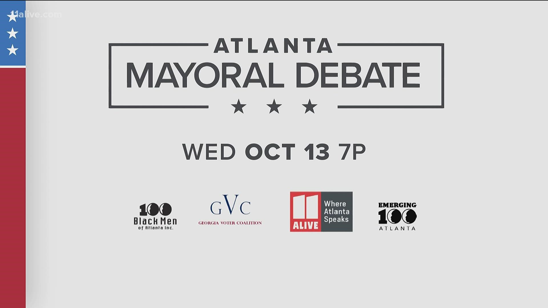 11Alive will hold a mayoral debate next Wednesday, Oct. 13.