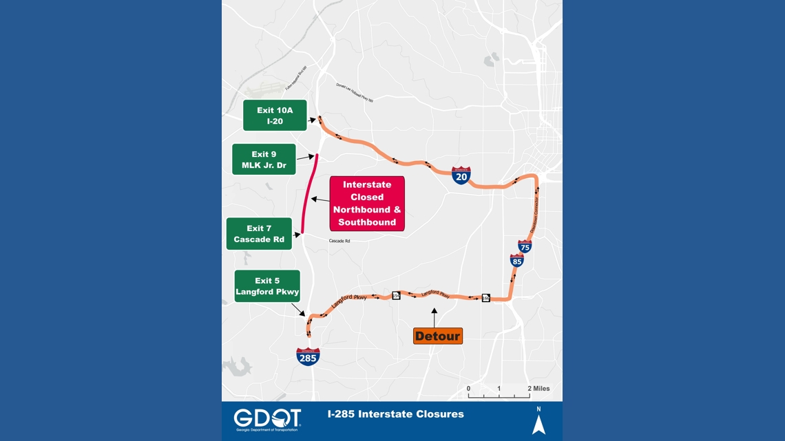 I-285 closes again this weekend; GDOT says drivers should follow signs, not their GPS apps