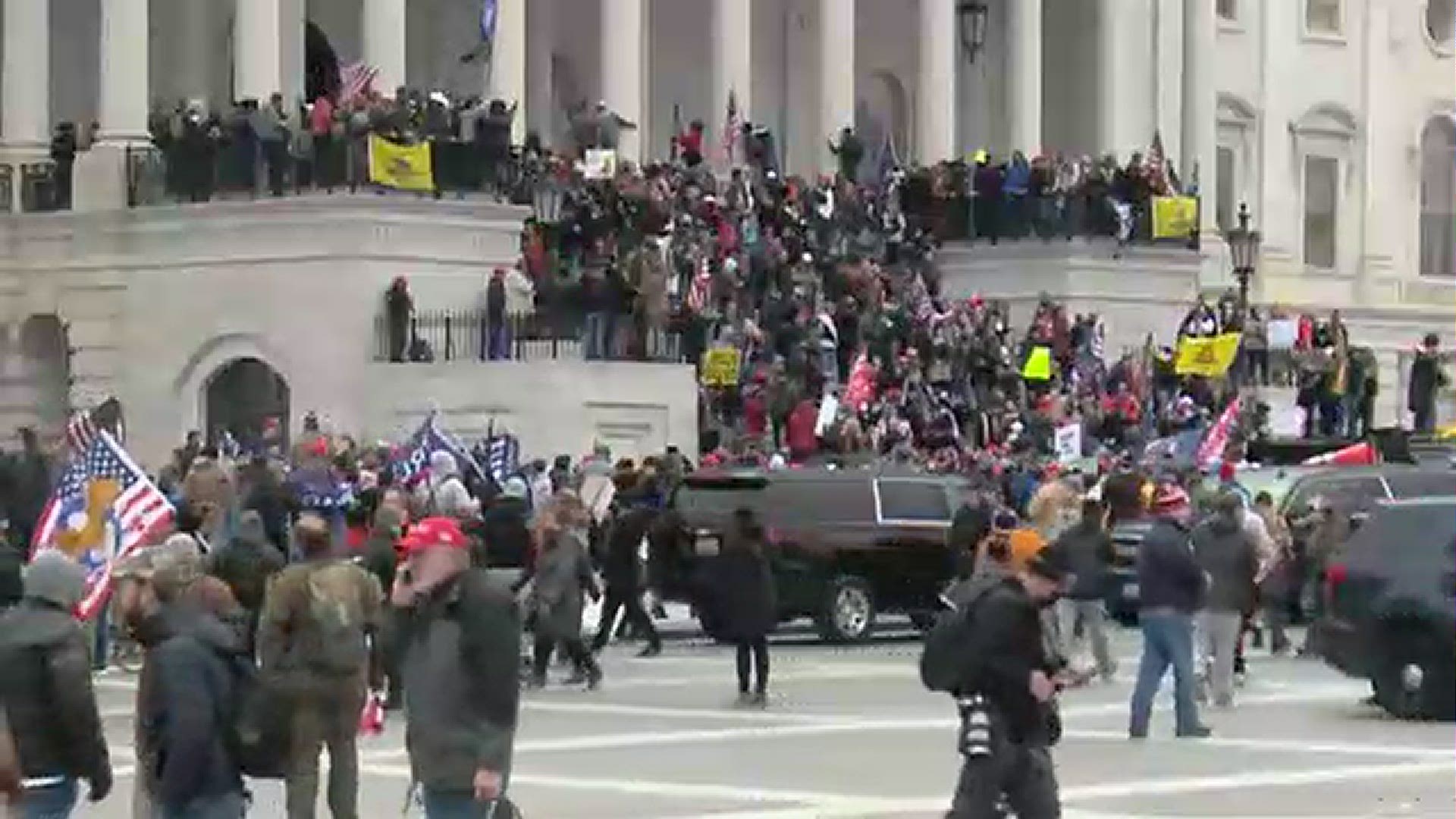 Video from WUSA in Washington D.C. shows the massive crowd gathered outside of the nation's Capitol building.