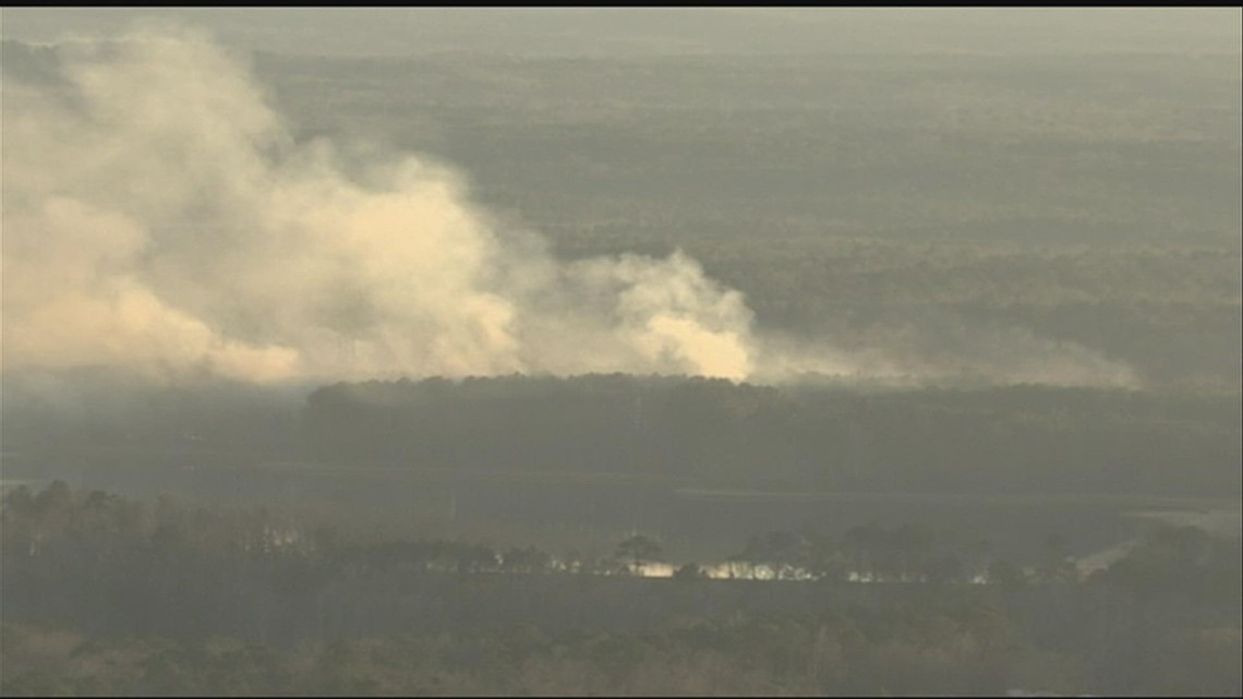 Fire crews battling large fire in Coweta County in same area damaged by