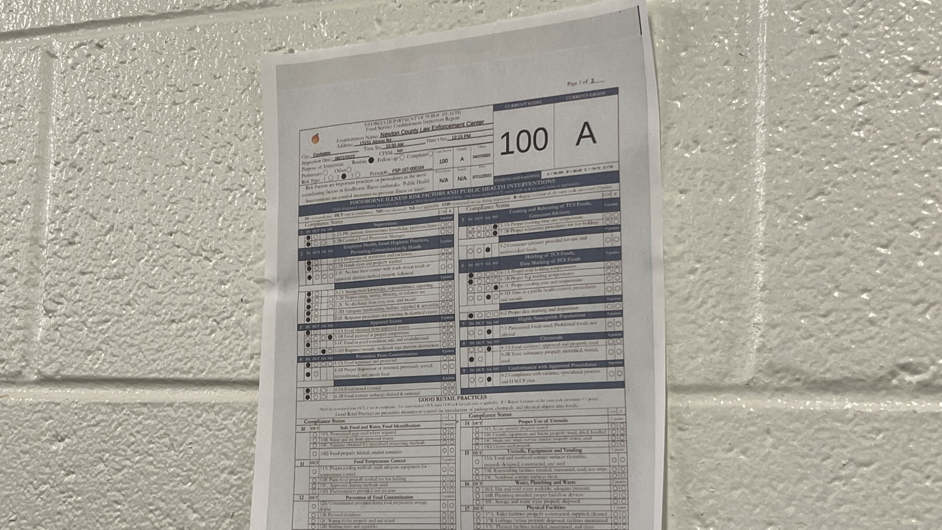 Perfect Health Inspection Newton County jail perfect health inspection score | 11alive.com