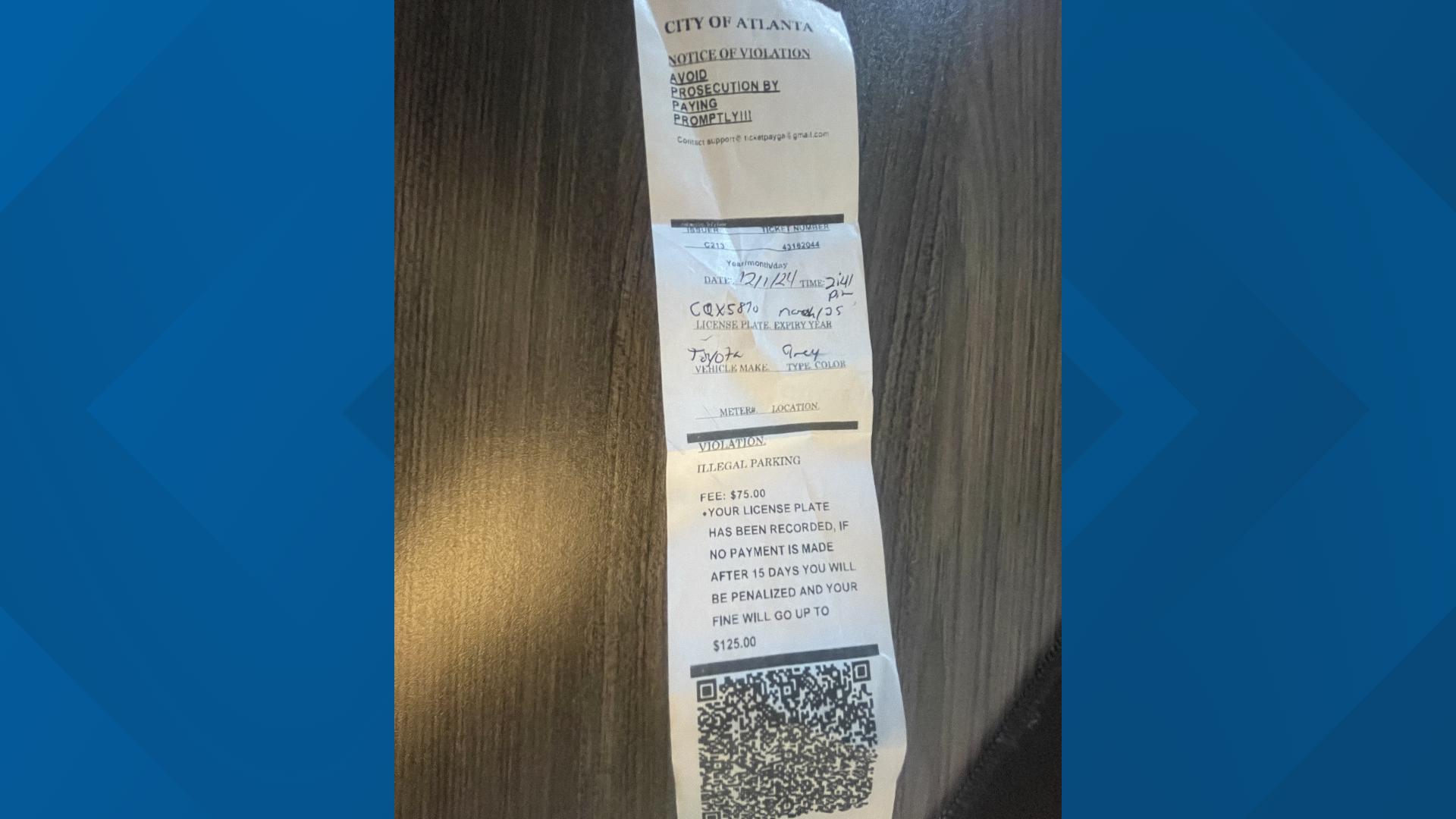 Scammers use fake parking tickets to deceive Atlanta drivers | 11alive.com