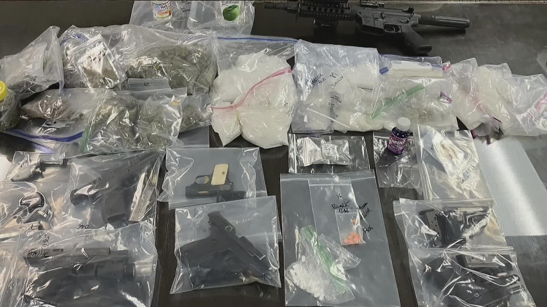Authorities worked in hand with the GBI in a bust that confiscated a total of 10.9 pounds of meth, 21 guns, roughly 250 prescription pills and more.