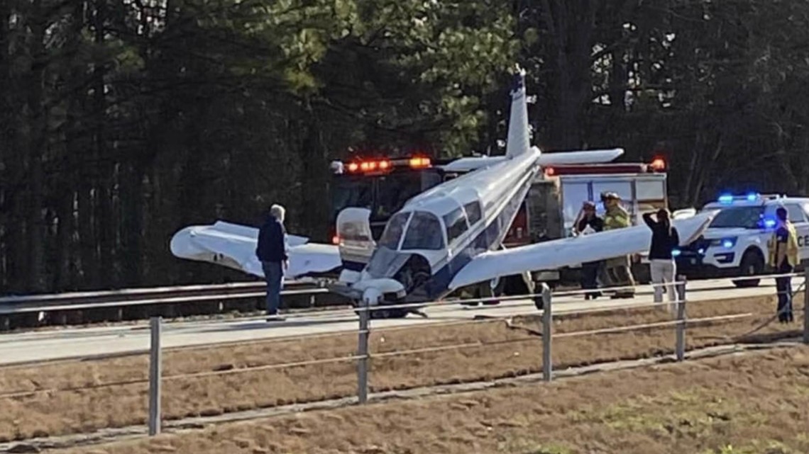 Plane makes emergency landing, clips semi-tractor trailer in I-985 in Gwinnett County, authorities say