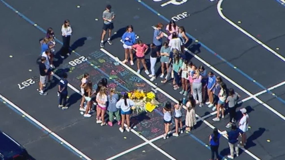 Aerials of Marietta High vigil for student killed in crash