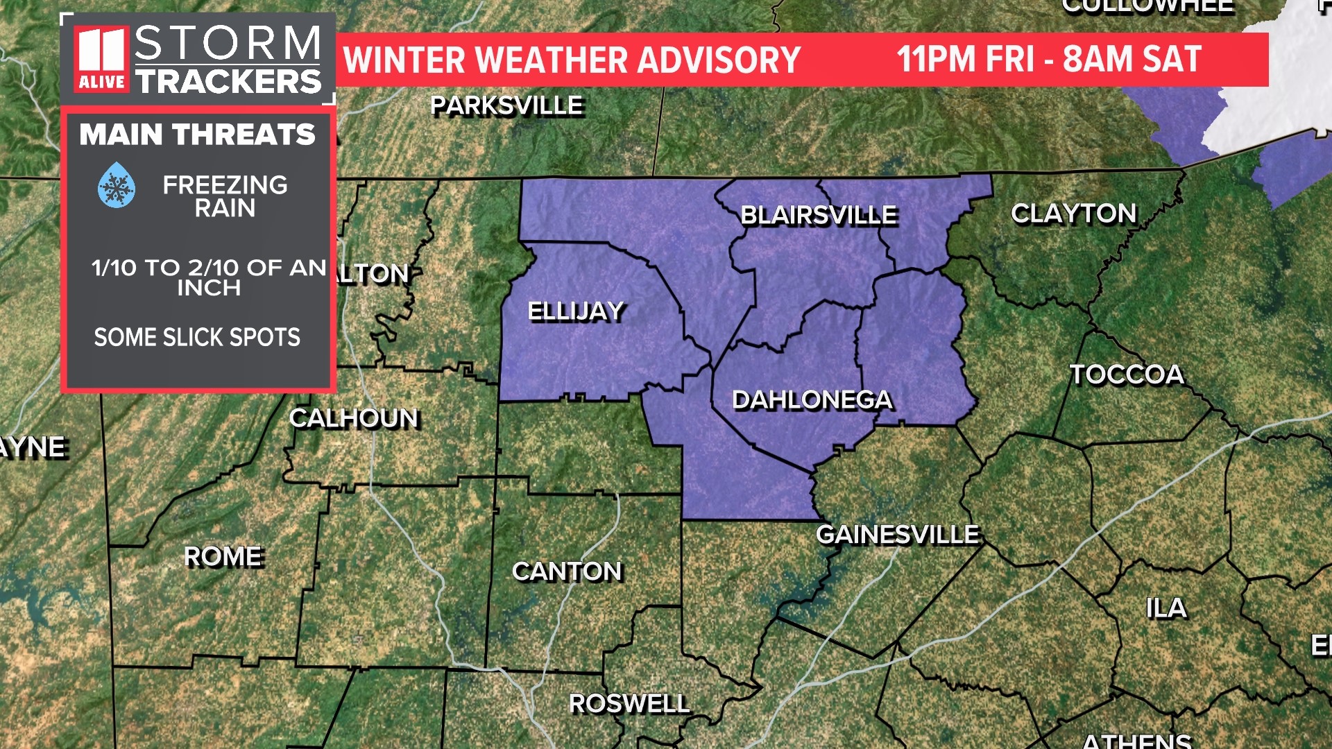 North Georgia winter weather advisory overnight | 11alive.com