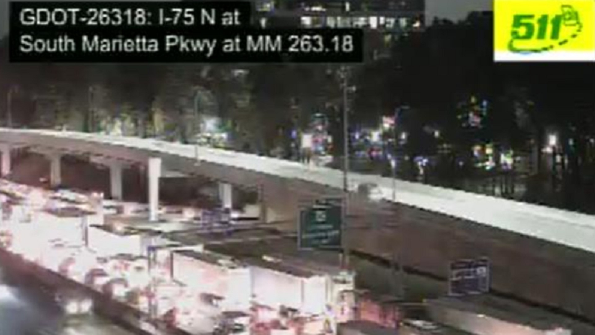 I75 south crashes S. Marietta Pkwy, Delk Rd