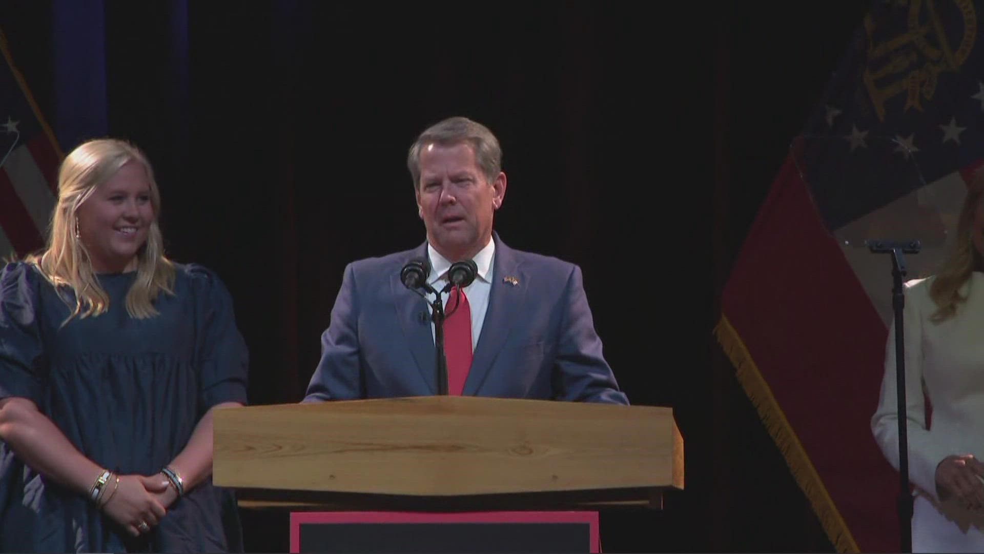 Kemp spoke to his crowd of supporters on Election night.