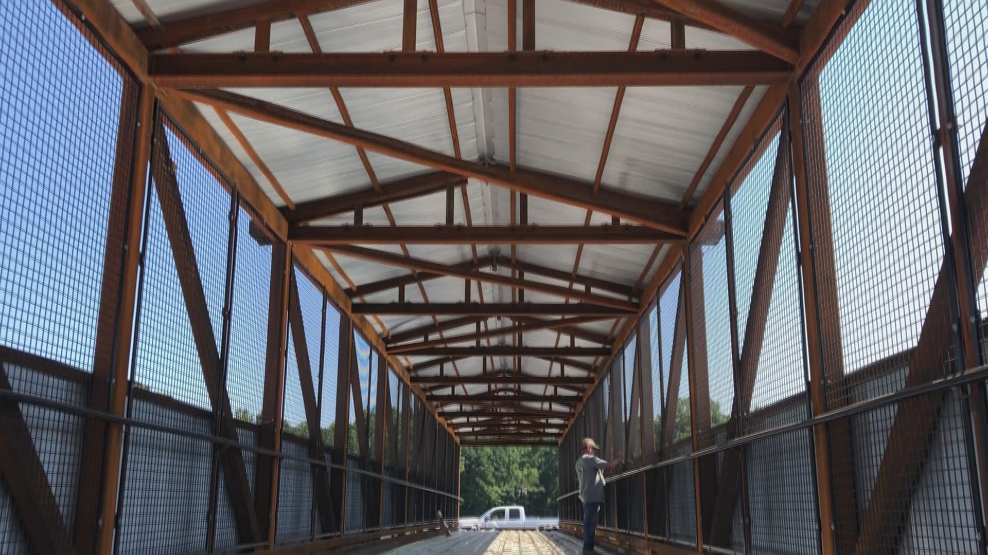 A foot bridge over Castleberry Road will soon allow people to walk to the Cumming Fairgrounds without interfering with traffic.