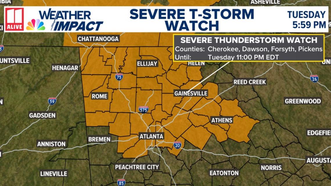 New severe thunderstorm watch over metro Atlanta area | Weather Impact ...